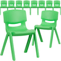 10 Pk. Green Plastic Stackable School Chair with 13.25 Seat Height