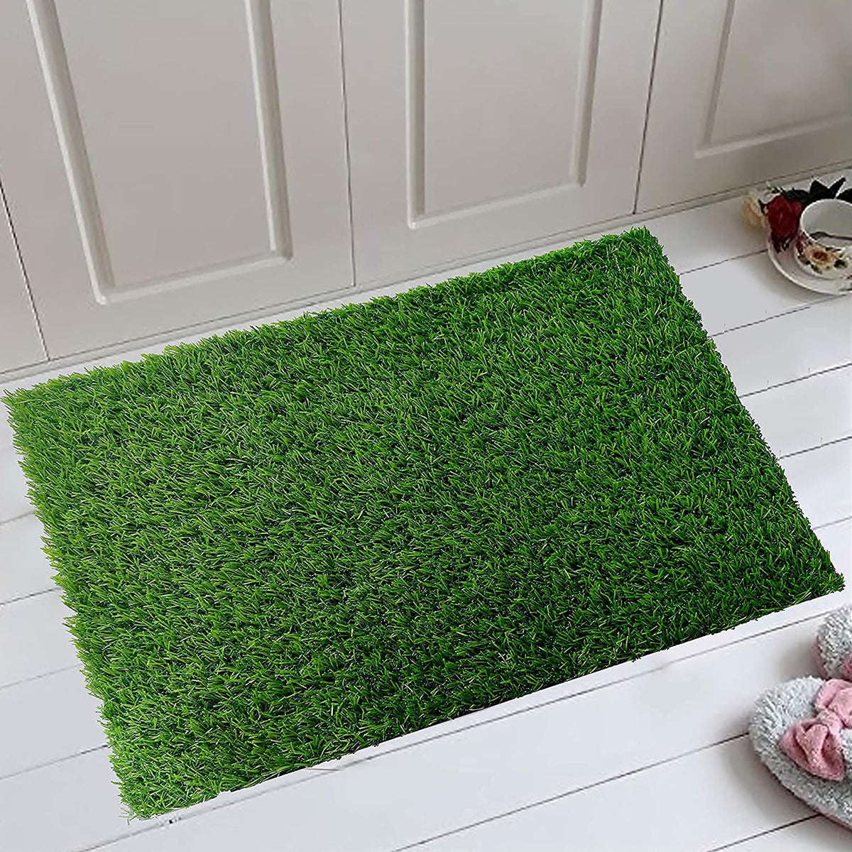 Shinzo Green Grass Doormat Bathmat For Home Entrance Outdoor Balcony Terrace Polypropylene Anti Slip Mat Available In Pack Of 2
