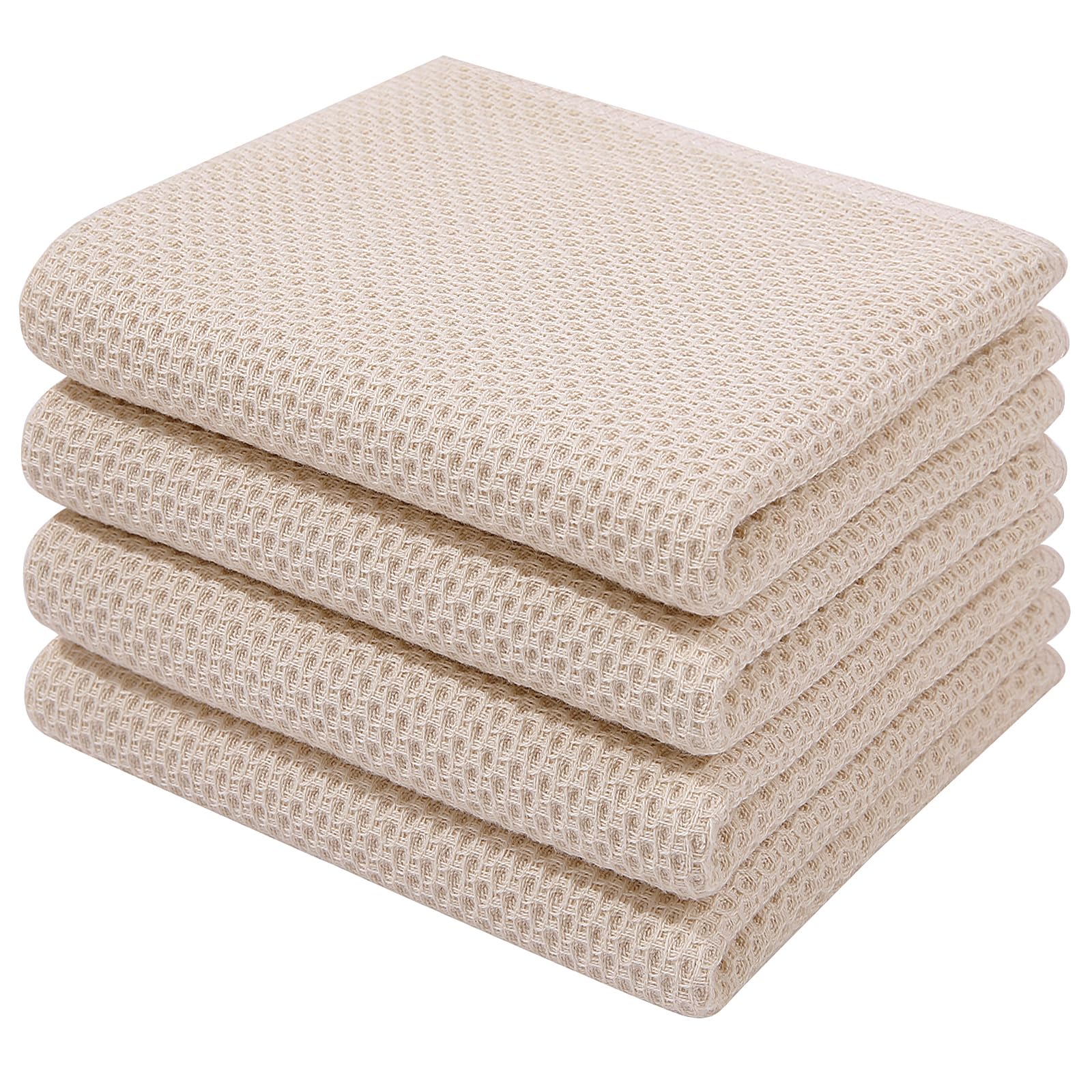 Homaxy 100% Cotton Waffle Weave Kitchen Dish Towels, Ultra Soft Absorbent Quick Drying Cleaning Towel, 13 x 28 Inches, 4-Pack, B