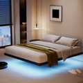 qimamo 14 Inch Floating King Bed Frame with Smart LED Lights and Charging Station, Modern Metal King Bed Frame, Easy to Assemble