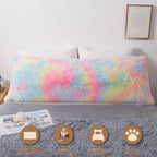 Mego Rainbow Print Fluffy Body Pillow Cover, 20X54 Shaggy Faux Fur Body Pillow Case, Tie Dye Soft Plush Fuzzy Body Pillowcase, F