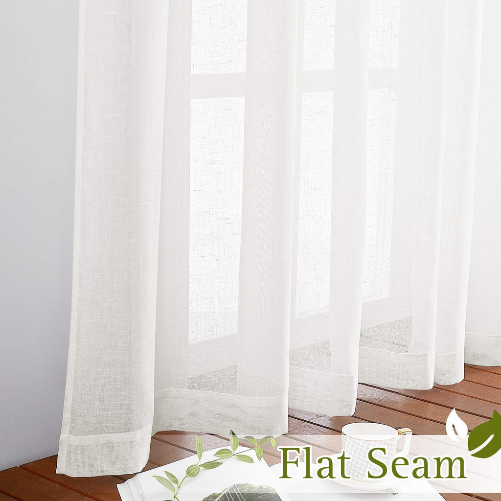 Nicetown Thick Linen Sheer Curtains For Privacy Protection, Grommet Rustic Flax Window Treatment Semi Sheer Drapes With Light Pe