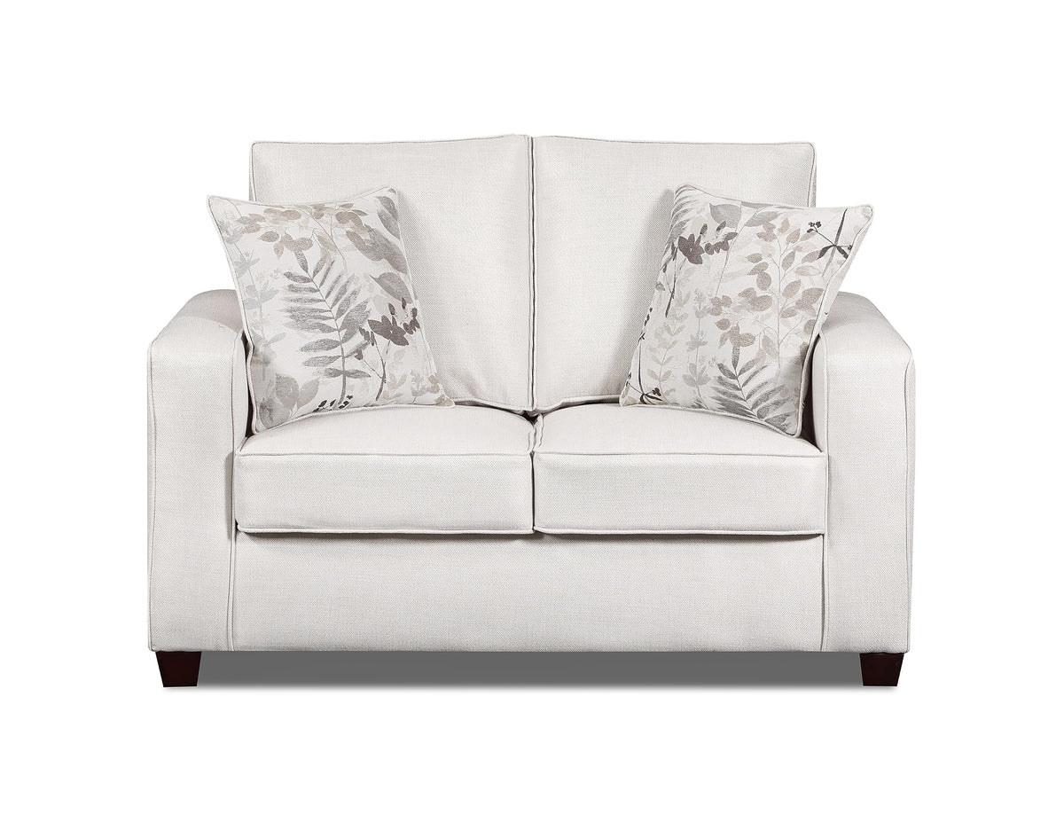 American Furniture Classics Relay Linen Loveseat with Two Throw Pillows Sofas, Soft Washed Cream Tweed
