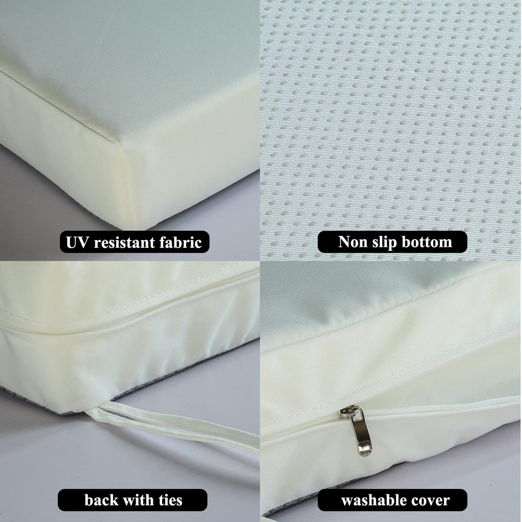 20X20 Inch Patio Chair Cushions Non Slip Bottom Chair Pad With Ties Waterproof Square Outdoor Seat Cushion Replacement For Garde