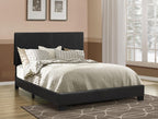 Coaster Home Furnishings Dorian Modern Upholstered Eastern King Size Bed Frame Black Faux Leather Easy Assembly 300761KE