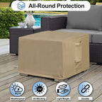 Outdoorlines Outdoor Waterproof Patio Ottoman Covers - Square Uv-Proof Patio Side Table Cover Windproof Heavy-Duty Furniture Covering Protector 28L X 28W X 17H Inch, Camel