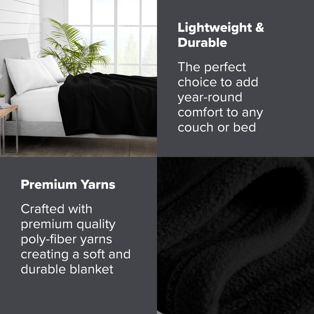 Bare Home Polar Fleece Blanket - King Blanket - Black - Warm & Cozy - Premium Fleece Blanket - Blanket For Bed, Sofa, Camping, T