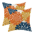 Cxmeifly Fall Burnt Orange Outdoor Pillow Covers 18X18 Inch Set Of 2 Navy Blue Yellow Dahlia Floral Decor Throw Pillows Modern G