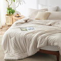Bedsure Full Size Comforter Set - Beige Full Comforter Set, Soft Bedding For All Seasons, Cationic Dyed Bedding Set, 3 Pieces, 1