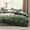 Bedsure Olive Green California King Duvet Cover - Soft Prewashed Cal King Duvet Cover Set, 3 Pieces, 1 Duvet Cover 104X98 Inches