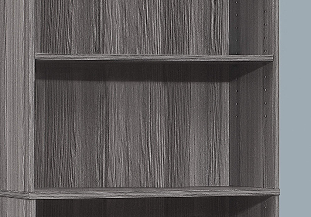 Monarch Specialties I BOOKCASE-72 H/Grey with 5 Shelves Bookcase, Gray