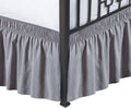 Biscaynebay Wrap Around Bed Skirts With Split Corners For Queen Beds 18' Drop, Silver Grey Elastic Dust Ruffles Easy Fit Wrinkle & Fade Resistant Silky Luxurious Fabric Solid Machine Washable