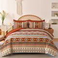 Burn Orange/Terracotta Comforter Set King, Boho Bed In A Bag King Size 7 Piece Aztec Striped Bedding Set Fall Comforters Bed For