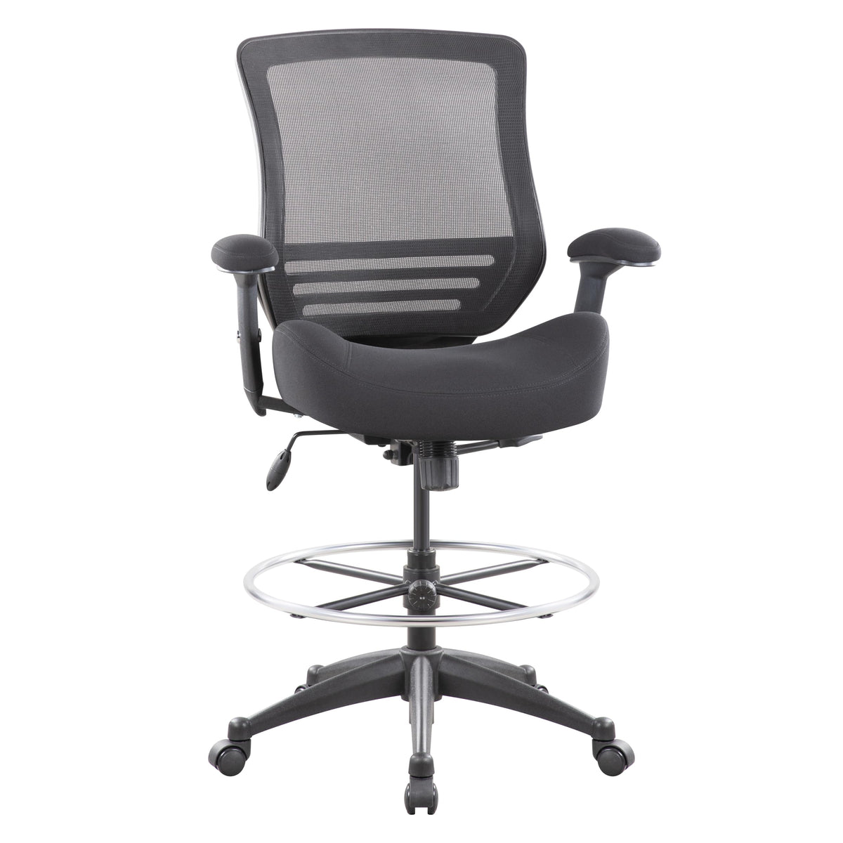 BOLISS 400lbs Mesh Ergonomic Office Drafting Chair Big Adjustable Foot Ring Height Adjustable Armrest (Black)