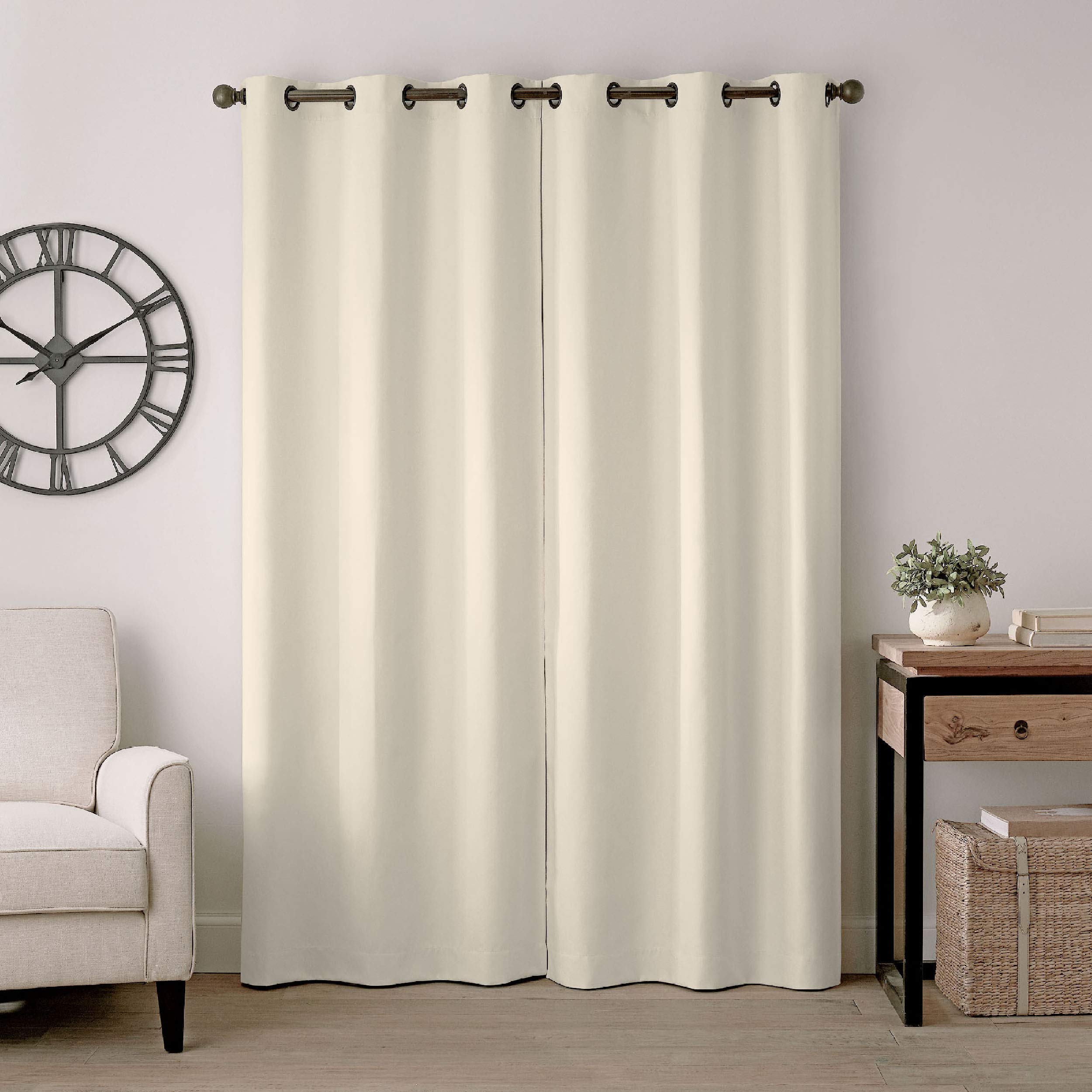 Eclipse Gabriella Grommet Top Curtains For Bedroom, Single Panel, 40'' X 84'', Ivory