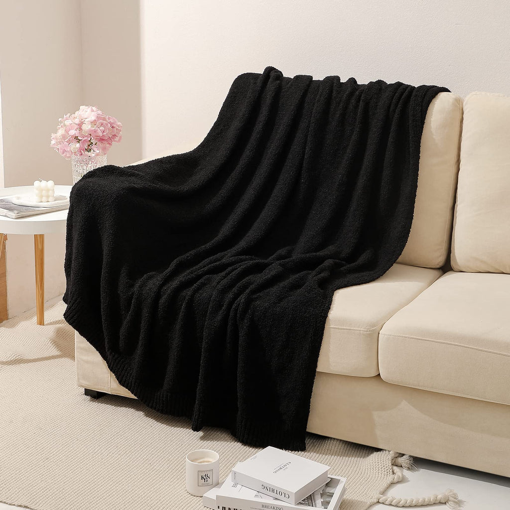 Bearberry Super Soft Fluffy Throw Blanket Lightweight Cozy Warm Throw Blankets For Couch Bed Sofa All Season (Black, 40   X50