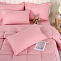 DOWNCOOL King Size Comforter Set, 7Pcs Bedding Comforter Sets Pink, All Season Down Alternative Bedding Comforter Sets with Comf