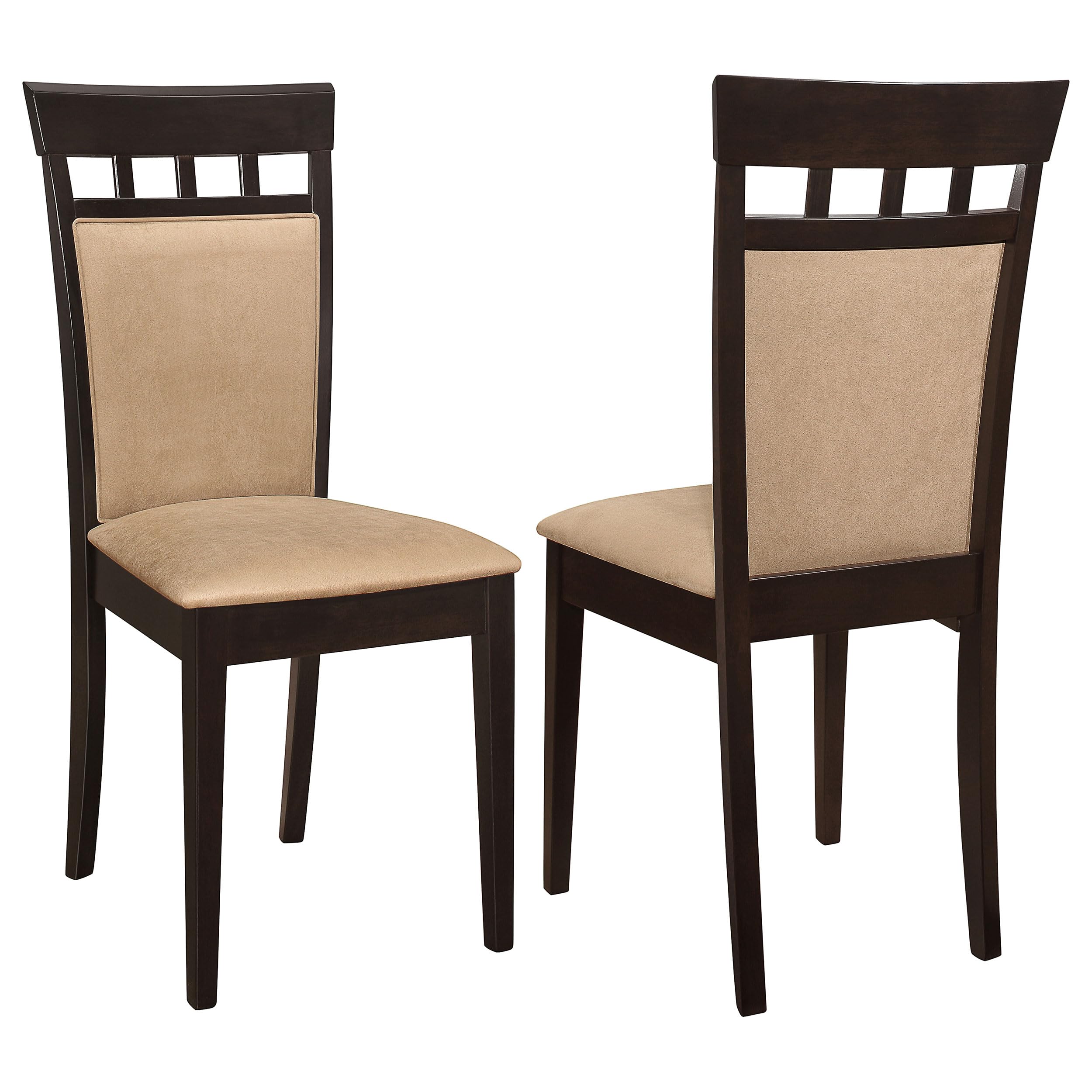 Coaster Home Furnishings Gabriel Upholstered Back Panel Side Chairs Cappuccino And Beige (Set Of 2), 17.25"D X 20.75"W X 38.5"H (100773)
