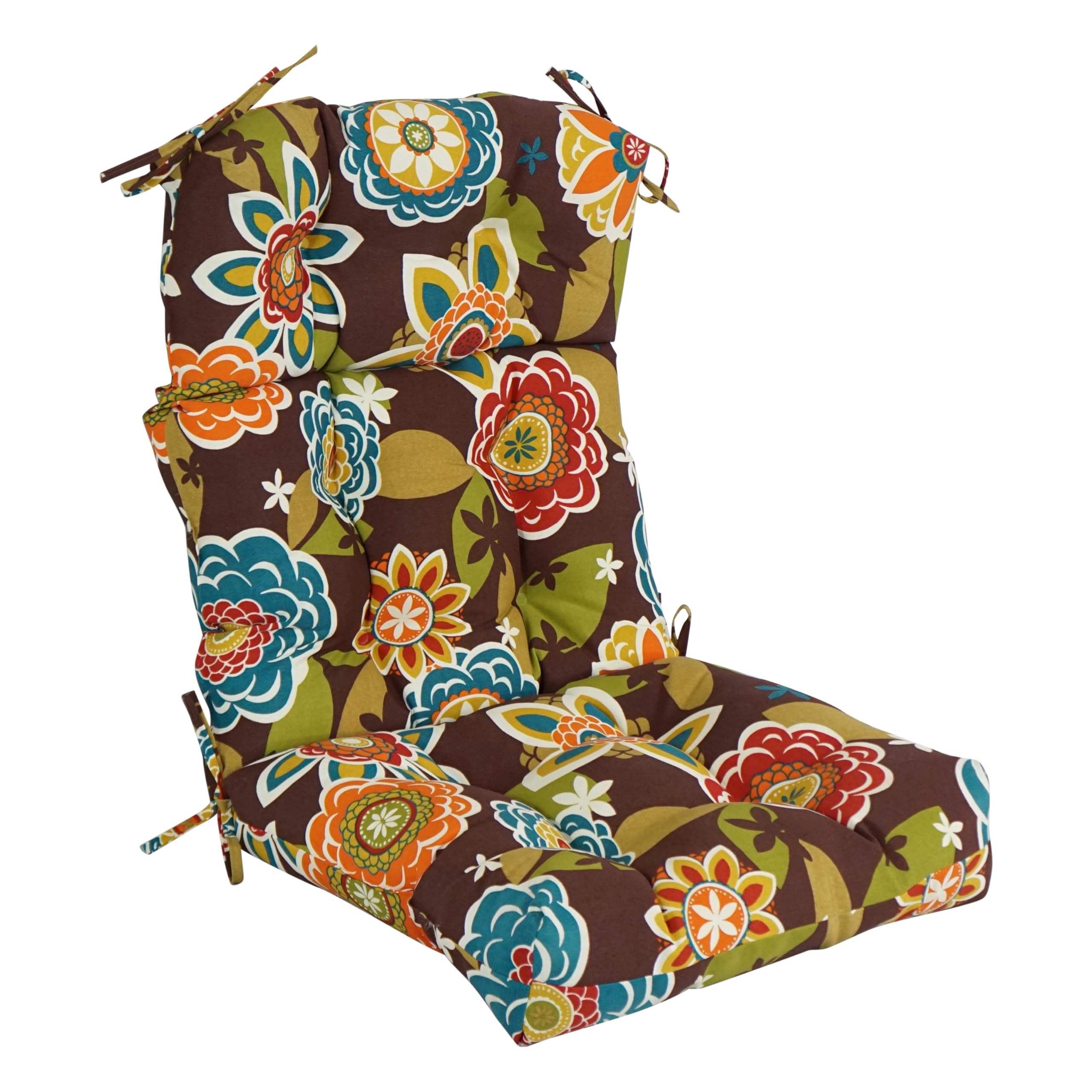 20-inch by 42-inch Spun Polyester Patterned Outdoor Tufted Chair Cushion