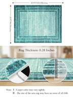 Lahome Abstract Teal Bedroom Rug 8X10,Washable Modern 8X10 Area Rugs For Living Room Non-Slip,Low-Pile Soft Dining Room Carpet M