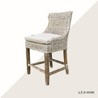 AFD Home Alfresco Kuba-Weave Counter Stool, Wooden, Off White, 23 Inch Seat Height