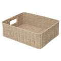QINGTUHOME Rectangular Woven Paper Rope Storage Baskets for Shelves(Khaki)