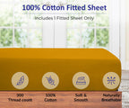 Royale Linens 300 Thread Count 100% Long Staple Combed Cotton Fitted Sheet - Super Soft Deep Pocket Bottom Sheet - Yellow Fitted