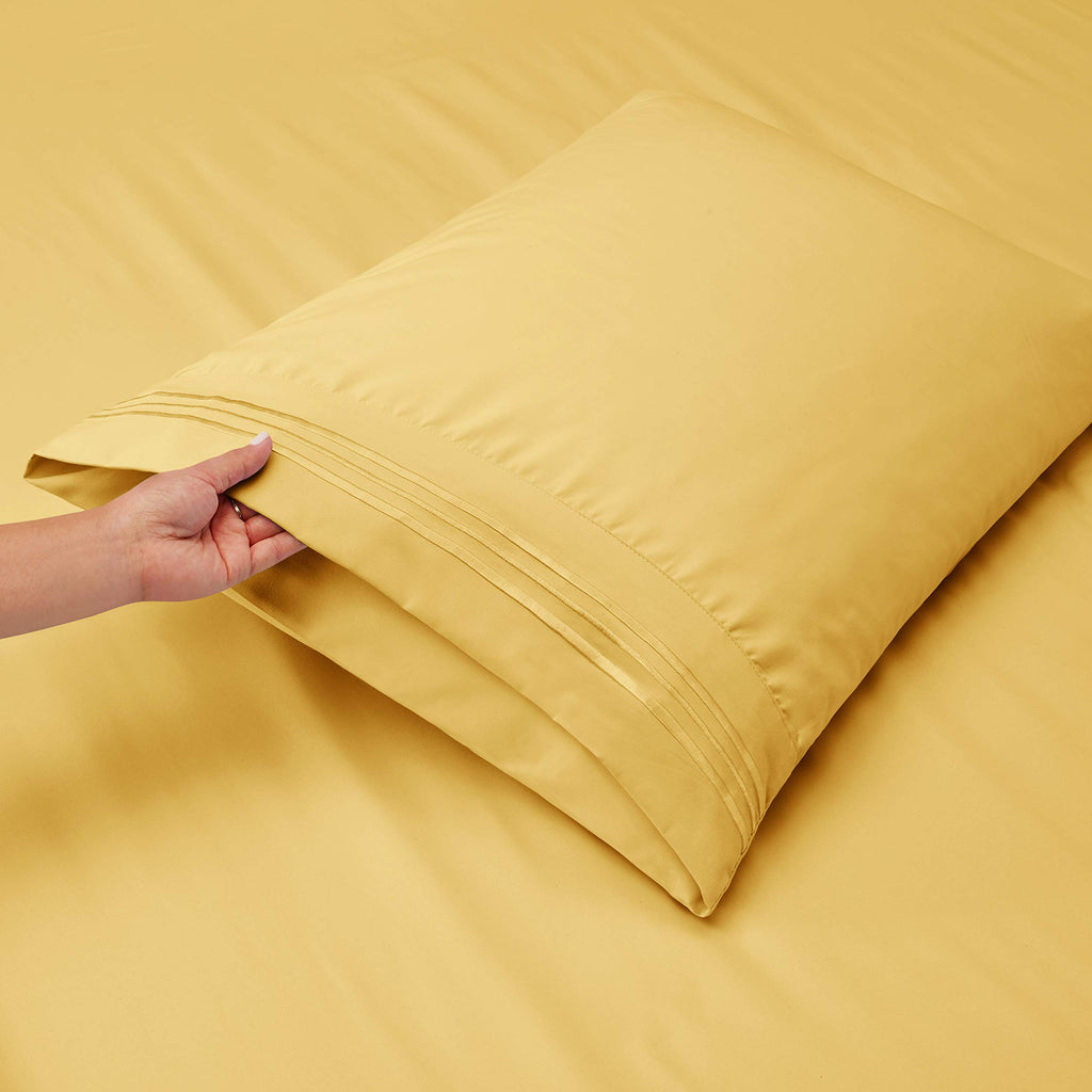 Clara Clark King Sheets, 6 Piece Set - Hotel Luxury Sheets For King Size Bed, Super Soft Bedding Sheets & Pillowcases, King Size Sheets, Mellow Yellow