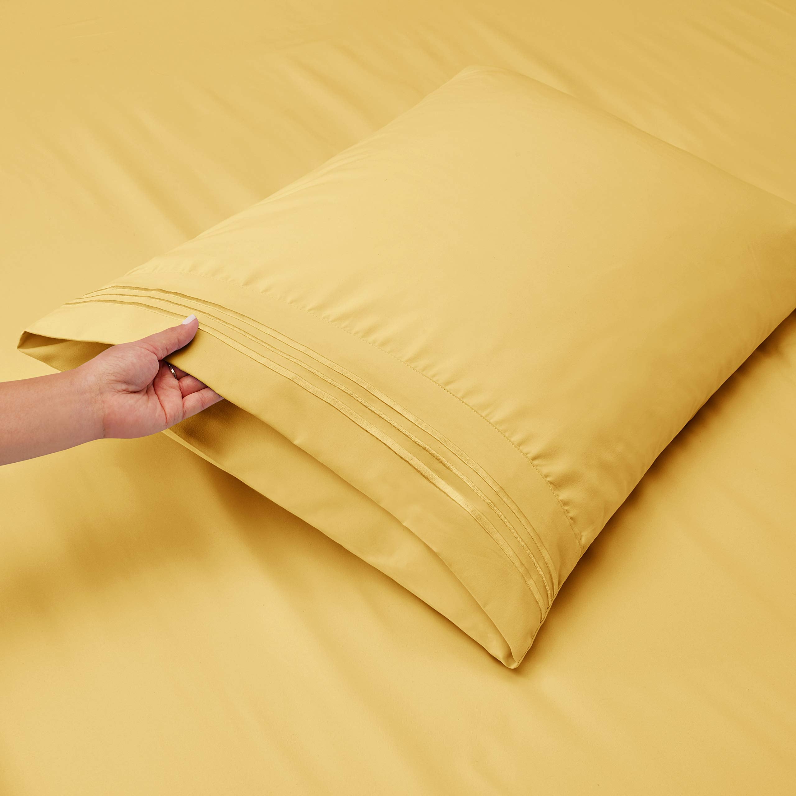Clara Clark King Sheets, 6 Piece Set - Hotel Luxury Sheets For King Size Bed, Super Soft Bedding Sheets & Pillowcases, King Size Sheets, Mellow Yellow