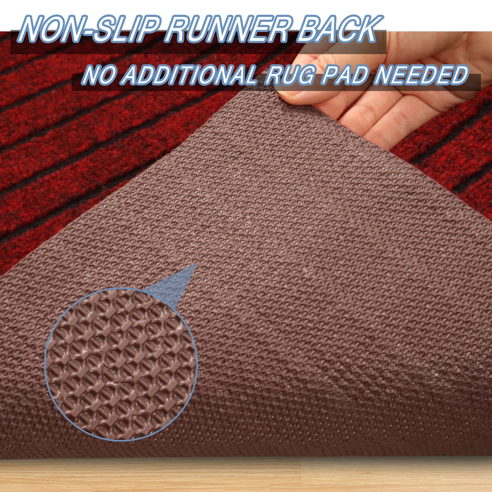 Freadem Runner Rugs 4' X 29' Indoor Outdoor Carpet Runner, Area Rugs With Anti-Slip Rubber Backing For Aisle Hallway Balcony Gar