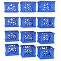 Storex Mini Crates - Stackable Small Storage Crates for Desktop Organization, 9 x 7.75 x 6 inches, School Blue, 12-Pack (61595U1