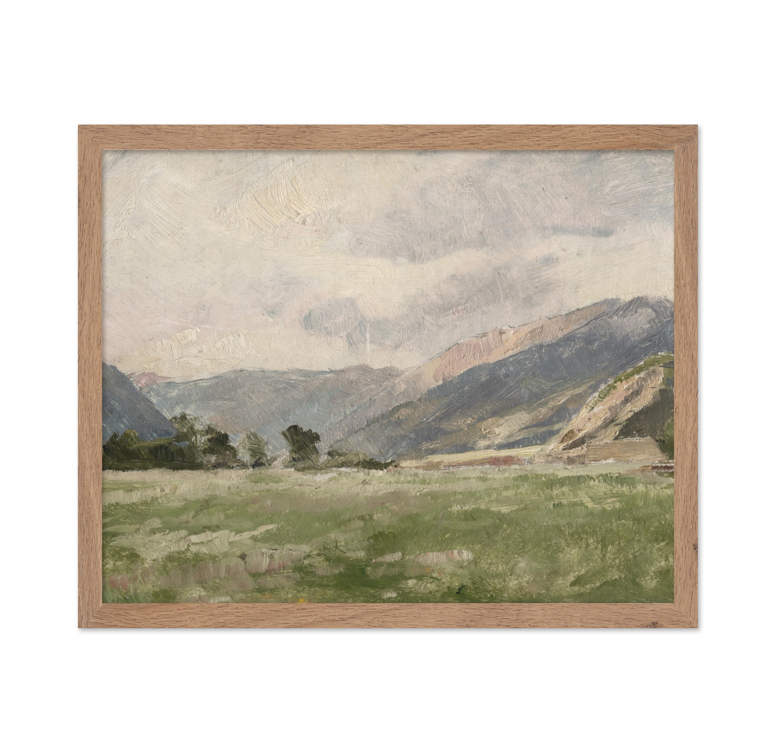 Poster Master Vintage Mountain Meadow Painting Poster - Retro Countryside Print - Fine Art - Landscape Art - Gift for Men & Wome