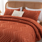 Litanika Burnt Orange King Comforter Set, 3 Pieces Lightweight Terracotta Rust Boho Fall Tufted Bedding Sets, Down Alternative C