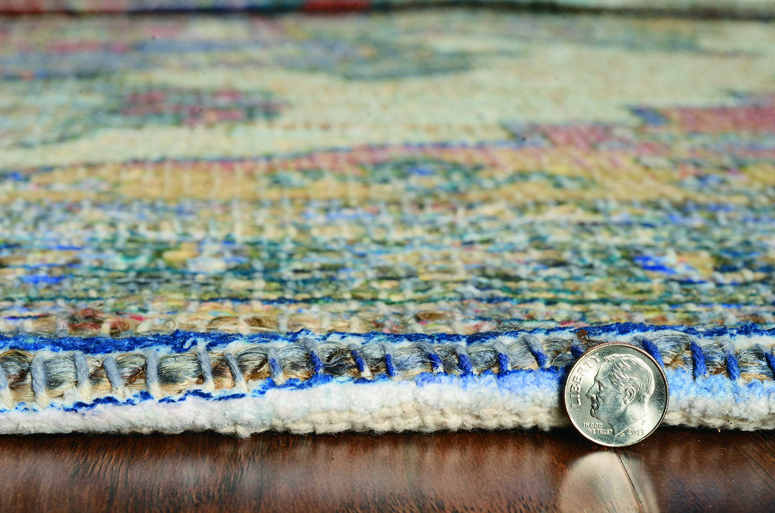 HomeRoots 3'X5' Teal Blue Machine Woven Diamond Medallion Indoor Area Rug