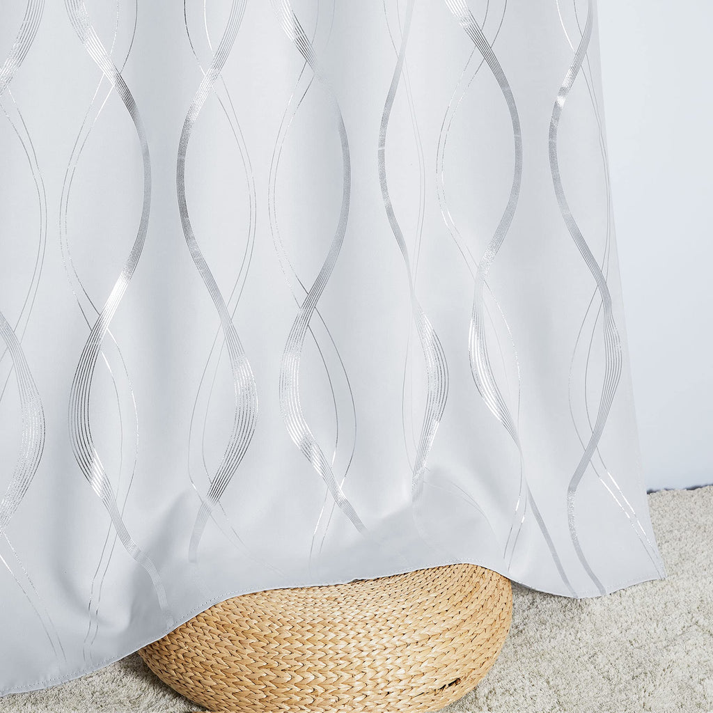 Nicetown Greyish White Room Darkening Curtain Panels - Window Treatment Thermal Insulated Grommet Room Darkening Curtains/Panels/Drapes For Bedroom (2 Panels, 34 By 63)