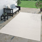 Solid Outdoor Rug For Patio Or Balcony Waterproof In Mottled Cream, Size: 5'3' Round