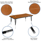 Flash Furniture 3 Piece 76" Oval Wave Collaborative Oak Thermal Laminate Activity Table Set - Height Adjustable Short Legs