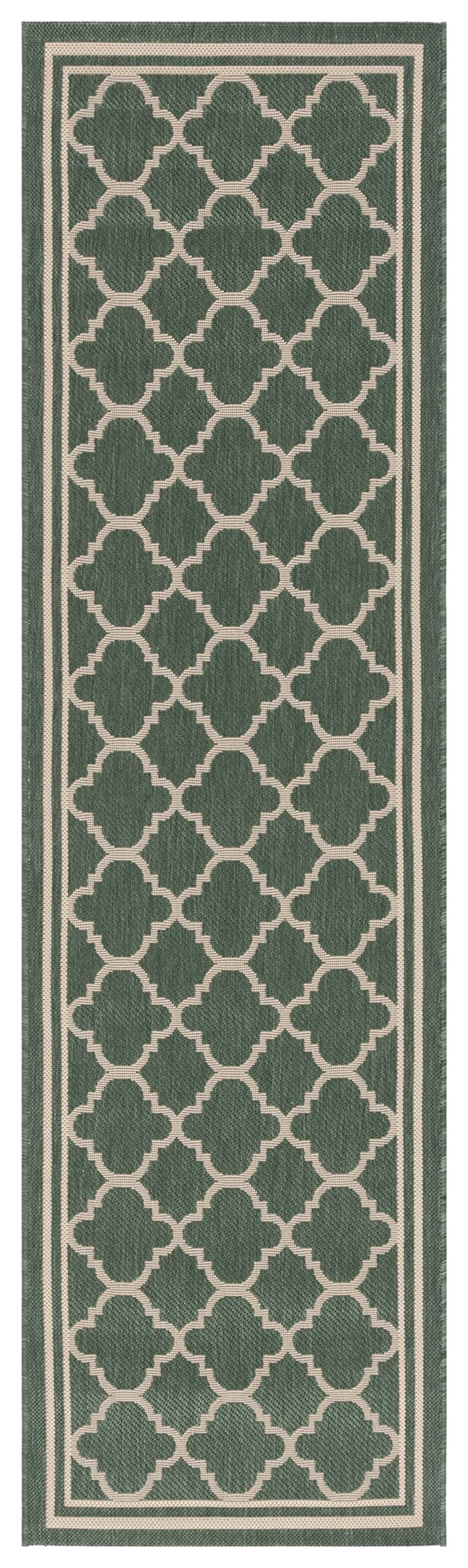 Safavieh Courtyard Collection Runner Rug - 2'3' X 8', Dark Green & Beige, Trellis Design, Non-Shedding & Easy Care, Indoor/Outdoor & Washable-Ideal For Patio, Backyard, Mudroom (Cy6918-322)