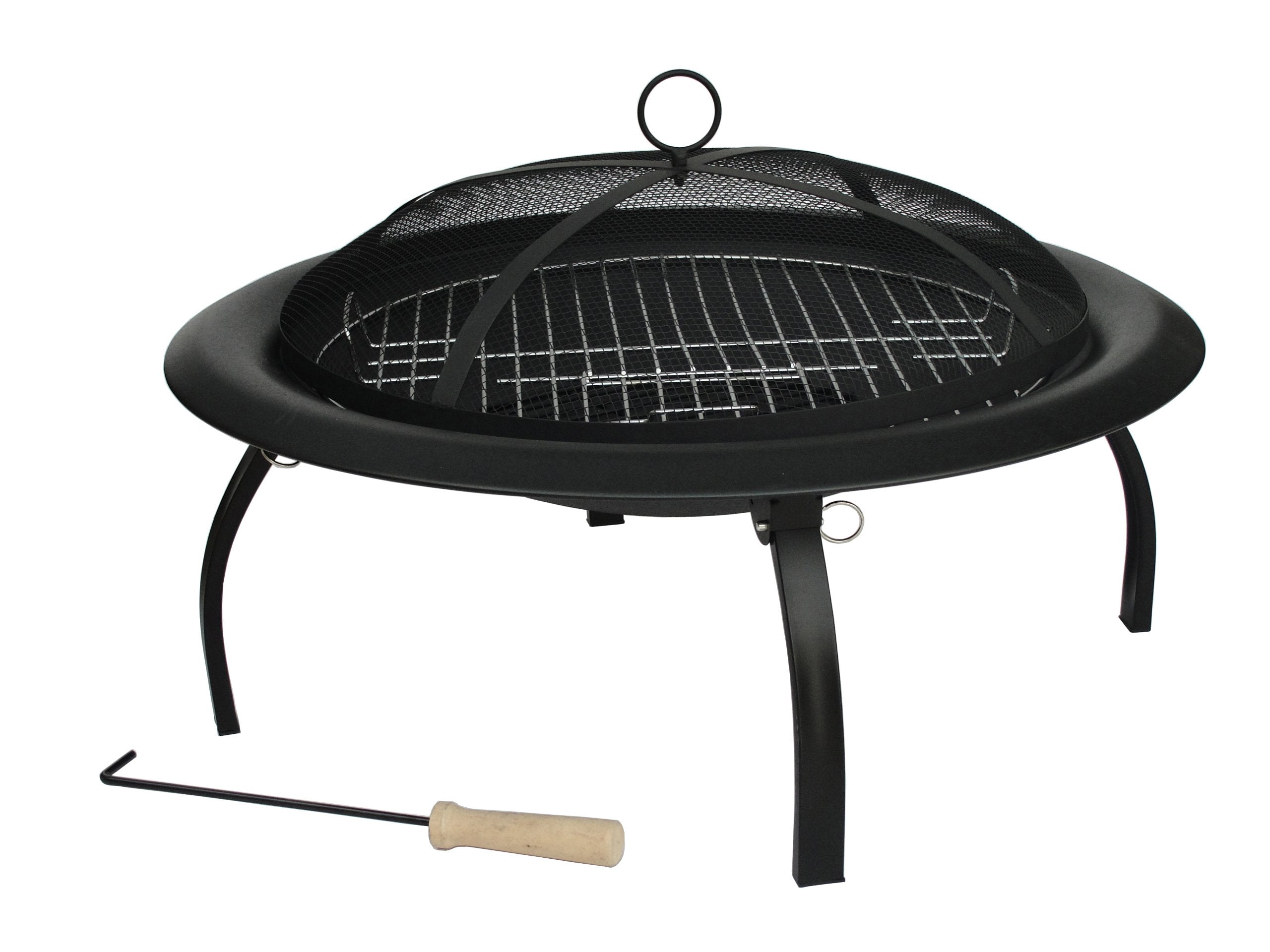Fire Sense 60873 Fire Pit Portable Folding Round Steel with Folding Legs Wood Burning Lightweight Included Carrying Bag & Screen