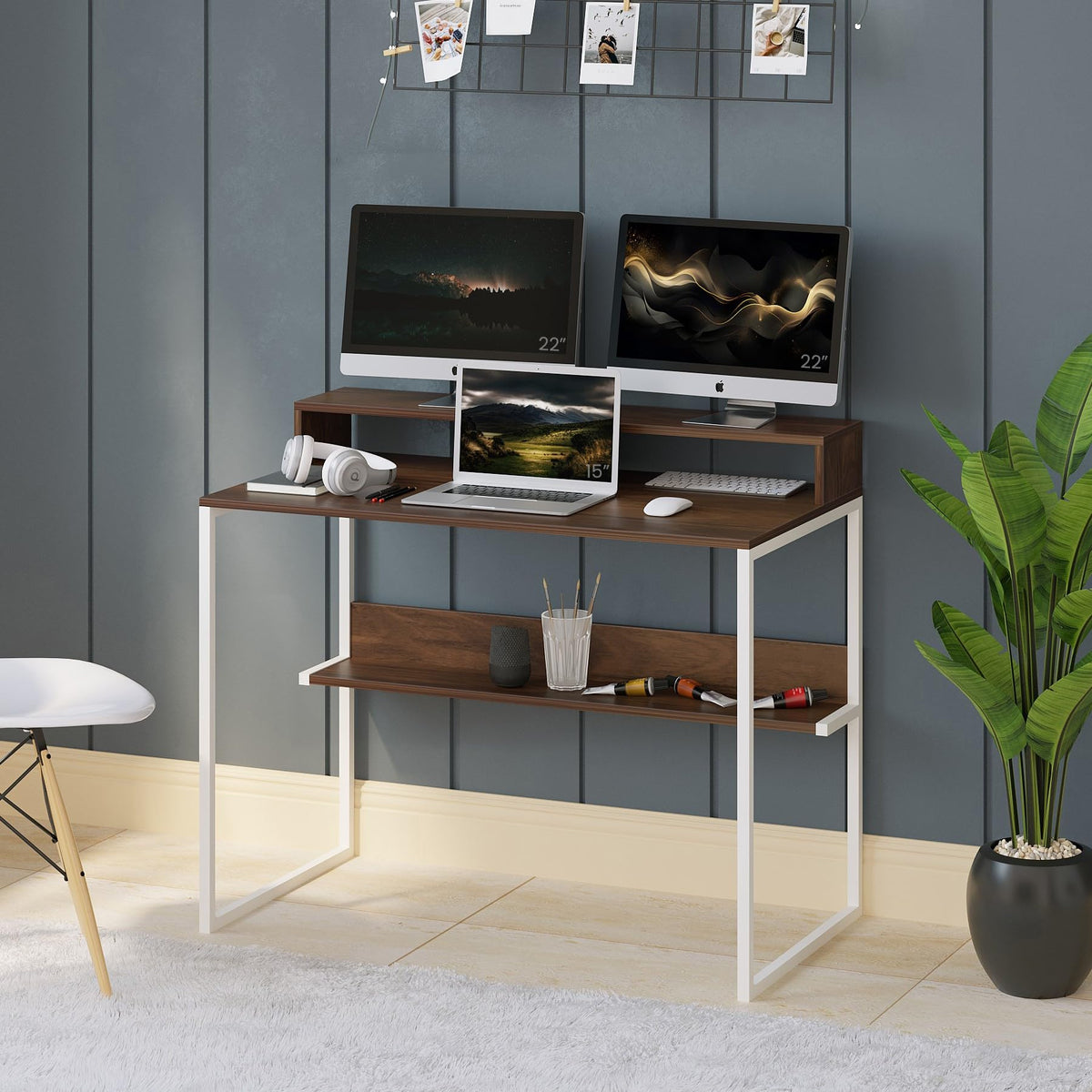 Bluewud Corbyn Plus Study & Laptop Table With Builtin Monitor Stand  Wfh Desk For Home/Office, Trading & Gaming, Diy Assembly,