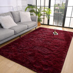 Pettop Fluffy Burgundy Rug For Bedroom Living Room, 3X5 Feet Rectangle Rug Plush Fuzzy Carpet For Girls Kids Boys, Non-Slip And