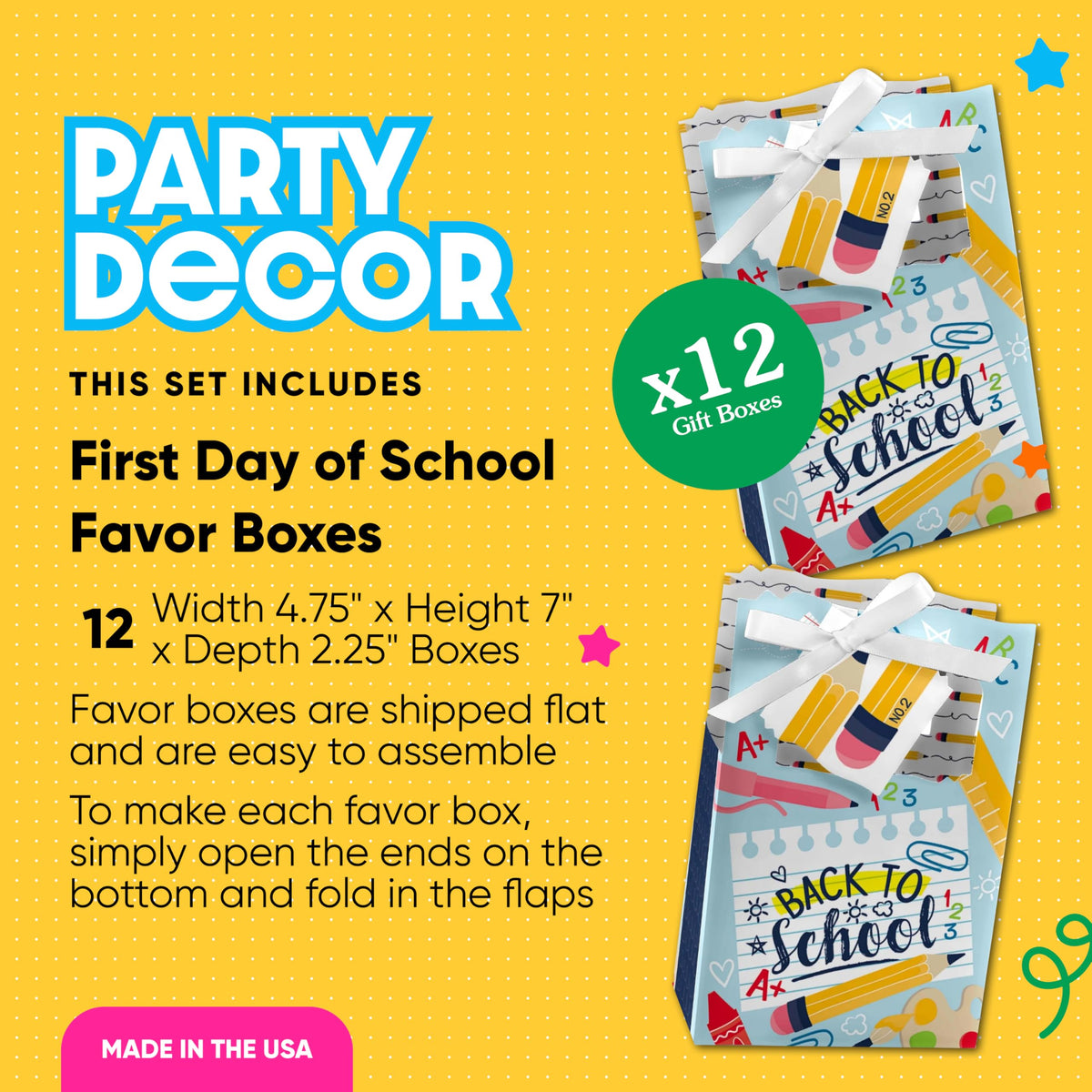 Big Dot Of Happiness Back To School - First Day Of School Classroom Decorations And Favor Boxes - Set Of 12