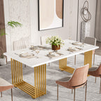 Tribesigns Modern Dining Table For 6-8 People, 70.8-In White Dining Room Table, Wooden Kitchen Table, Rectangular Dinner Table For Dining Room Family Gathering