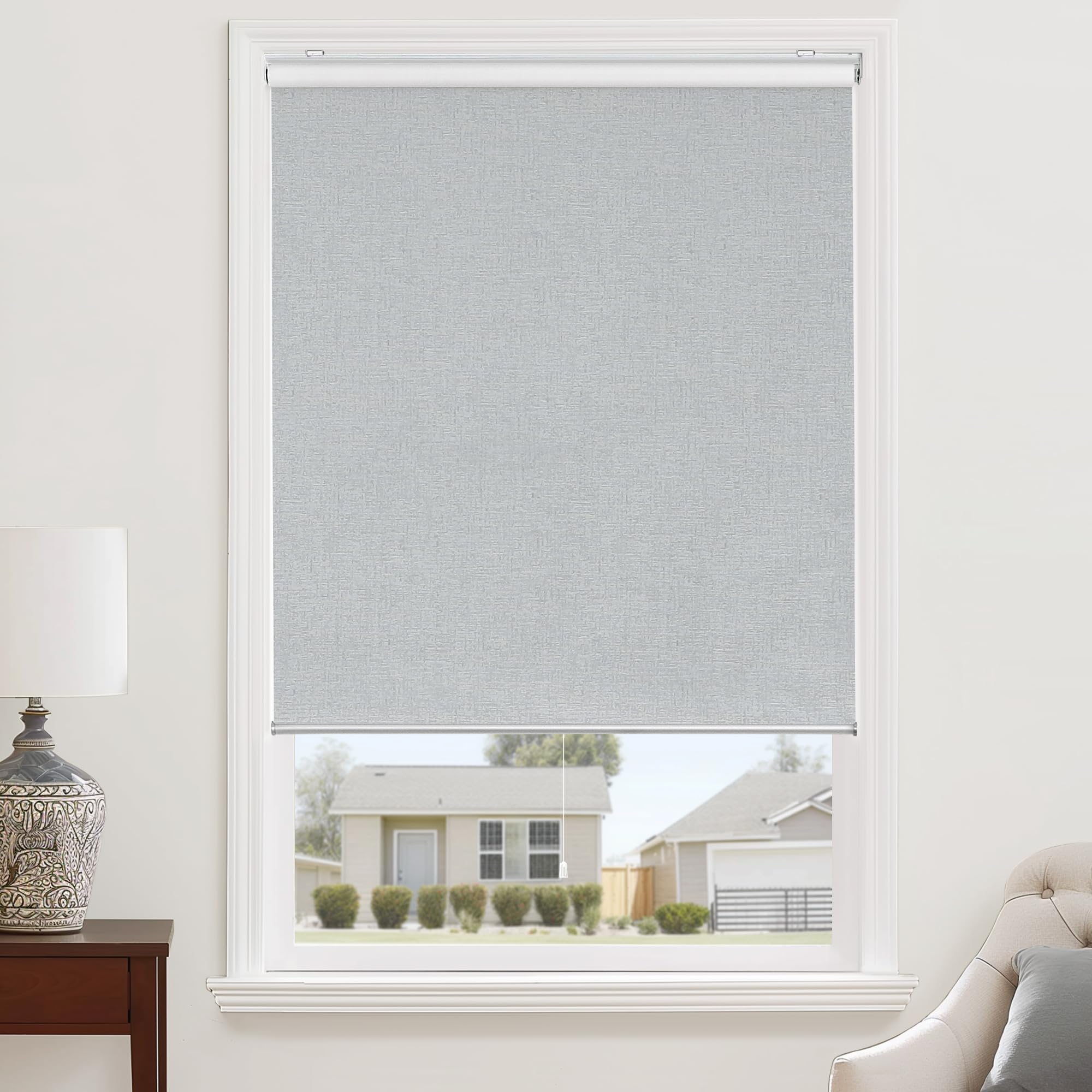 ChrisDowa Blackout Roller Shades Cordless Blinds for Indoor Windows with Thermal Insulated UV Protection Pull Down Door Blinds w