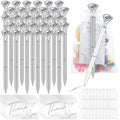 Yeaqee 91 Pcs Bridal Shower Pens Diamond Pen Set 31 Wedding Crystal Pens 30 Organza Bags 30 Cards Bridesmaid Bling Metal Ballpoi
