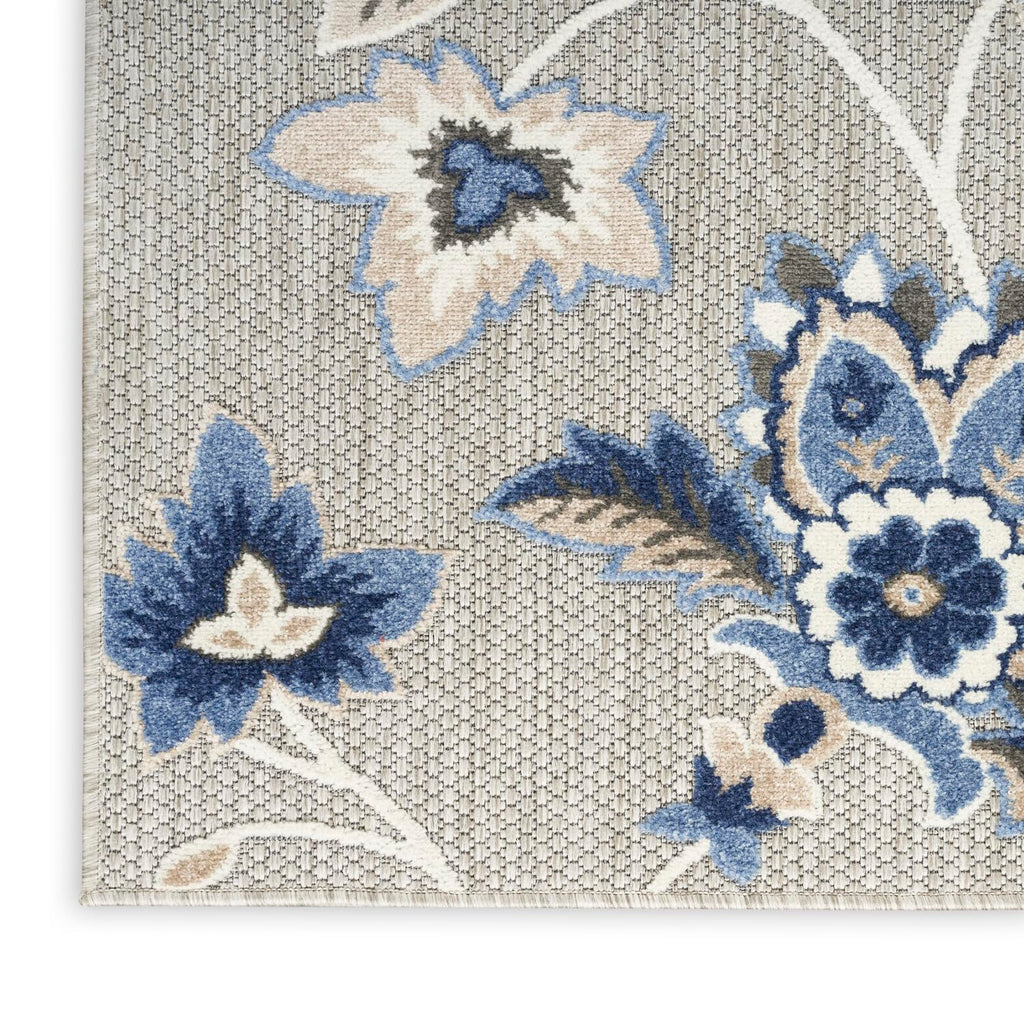 Nourison Aloha Indoor/Outdoor Modern Blue/Grey 7' X 10' Area Rug, Easy Cleaning, Non Shedding, Bed Room, Living Room, Dining Room, Kitchen (7X10)