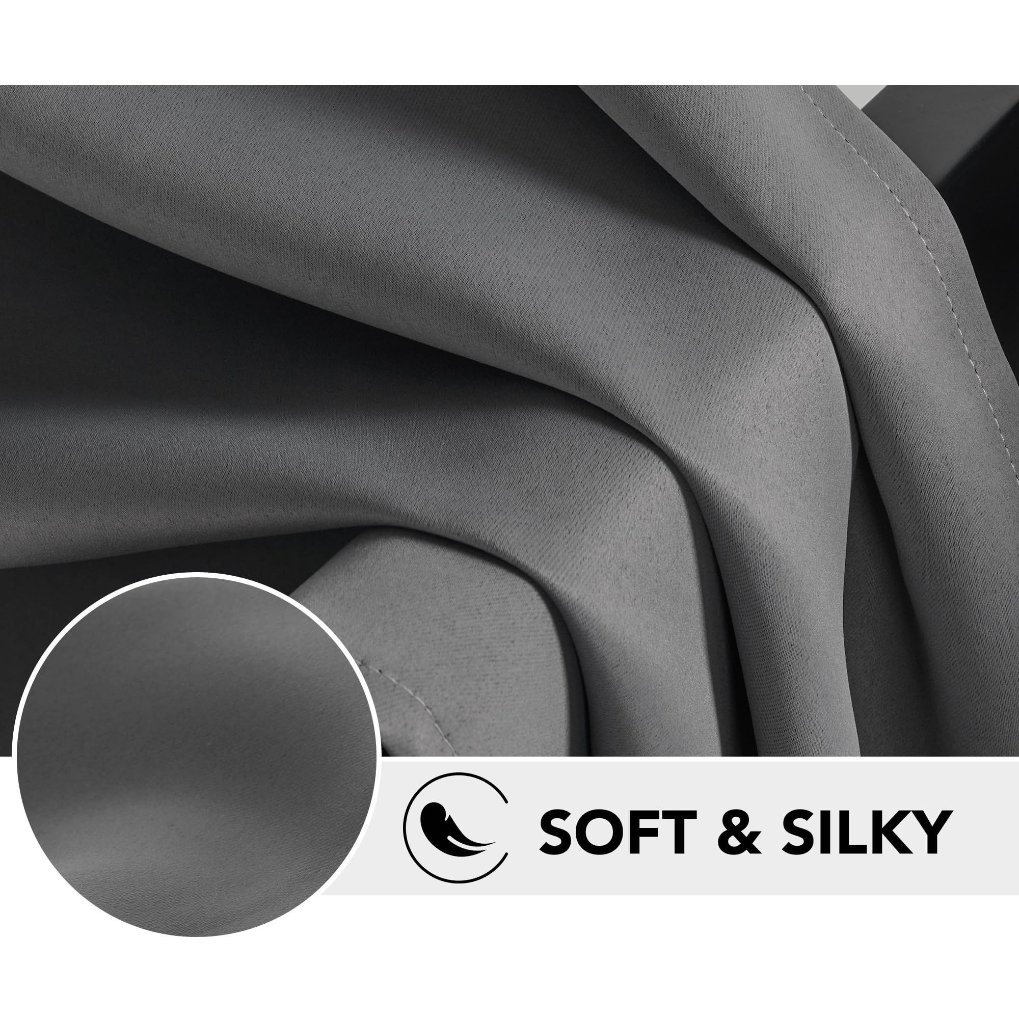 Deconovo Soild Rod Pocket Blackout Curtains, Light Grey, 42W X 45L