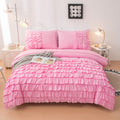 Yadangxiawa Pink Comforter Set Twin, 5-Piece Bed In A Bag Twin For Teen Girls, Pink Ruffle Bedding Set For Girls Kids, Teen Girl