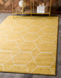 Unique Loom Trellis Frieze Collection Area Rug - Geometric (4 1 x 6 1, Yellow/ Ivory)