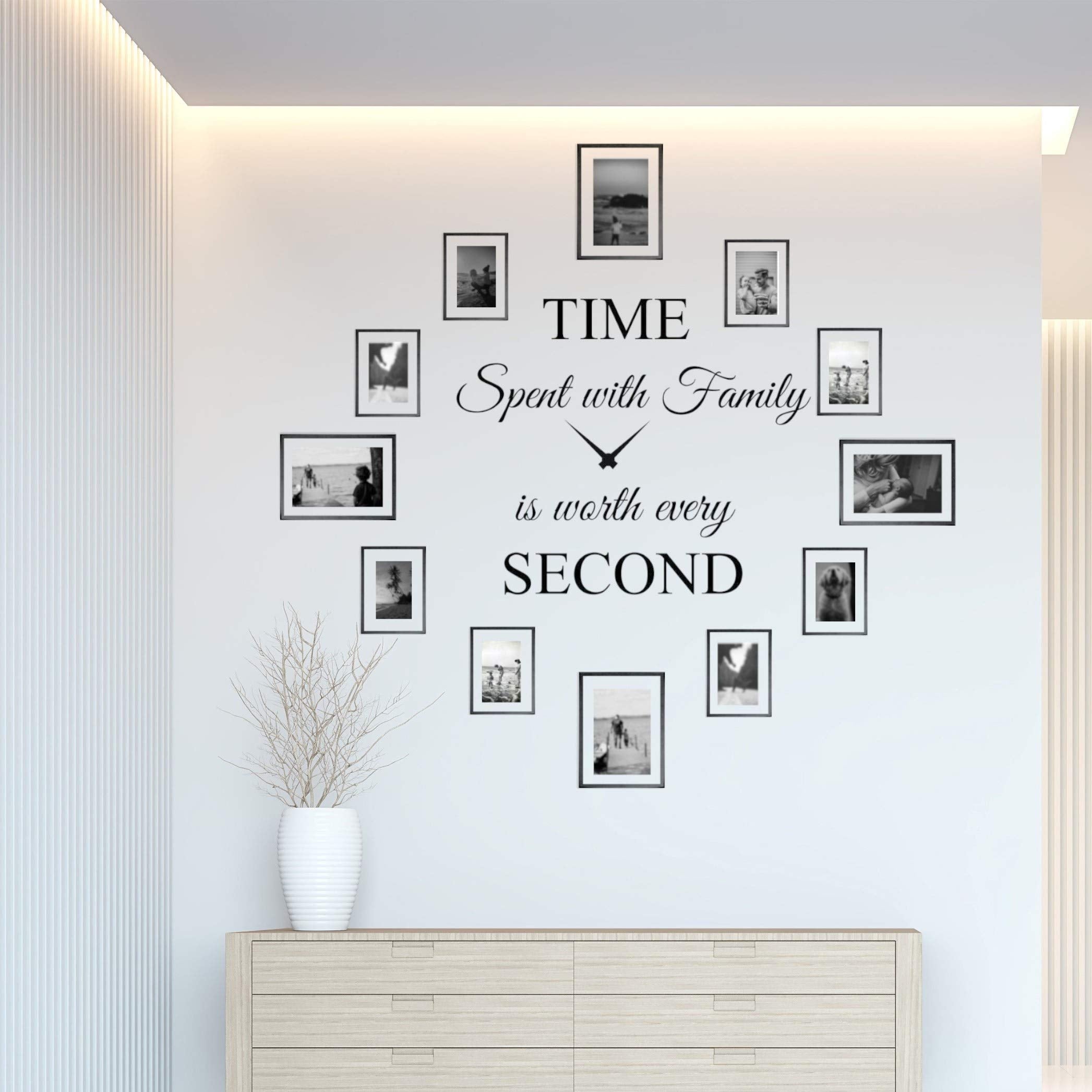 World of Wall Decal Time Spent with Family is Worth Every Second Wall Decal Decor Clock Family Quote Saying Vinyl Wall Art DIY T